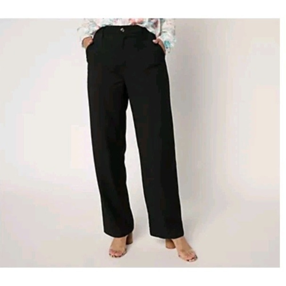 Nicole Miller Black Twill Utility Pants Women's Petite 10P‎ QVC Trouser Dress
